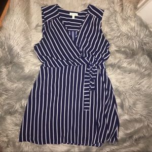Striped Faux Wrap Dress